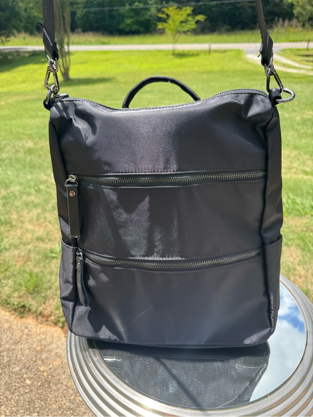 Black Men's Crossbody Backpack - Lightweight Everyday Carry